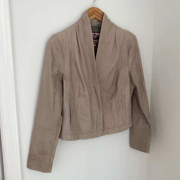 Juicy Couture Taupe Leather Jacket sz Medium EUC!!